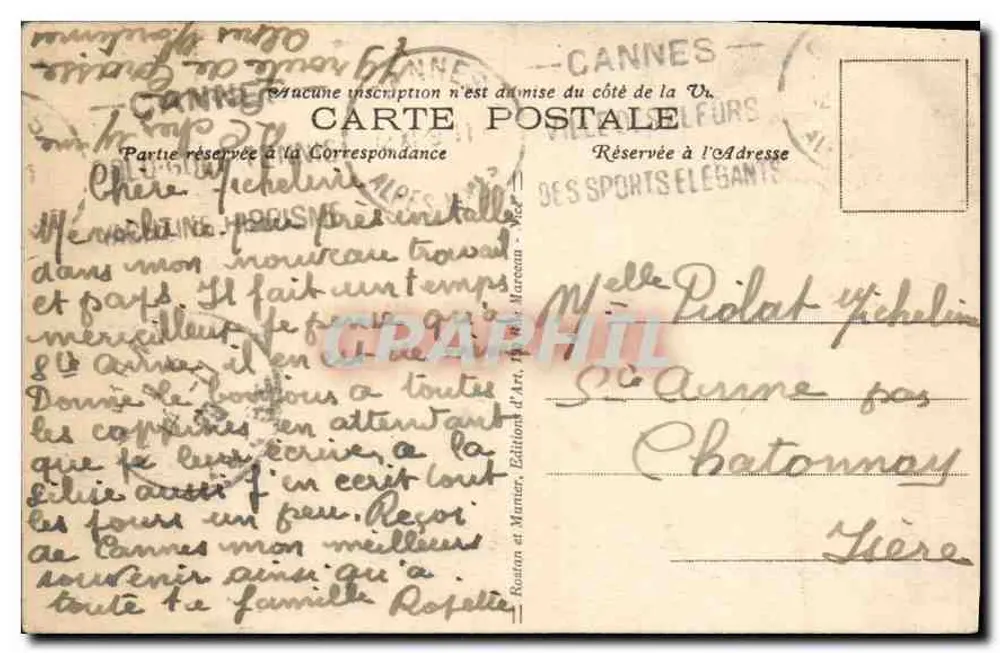 Cannes — Vista da Praia — R.M. — n° 1563 - Verso