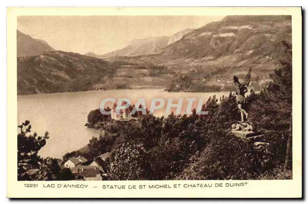 See Annecy — Statue des hl. Michael und Schloss Duingt — Braun & Cie, Imp. Édit. La Savoie - Vorderseite