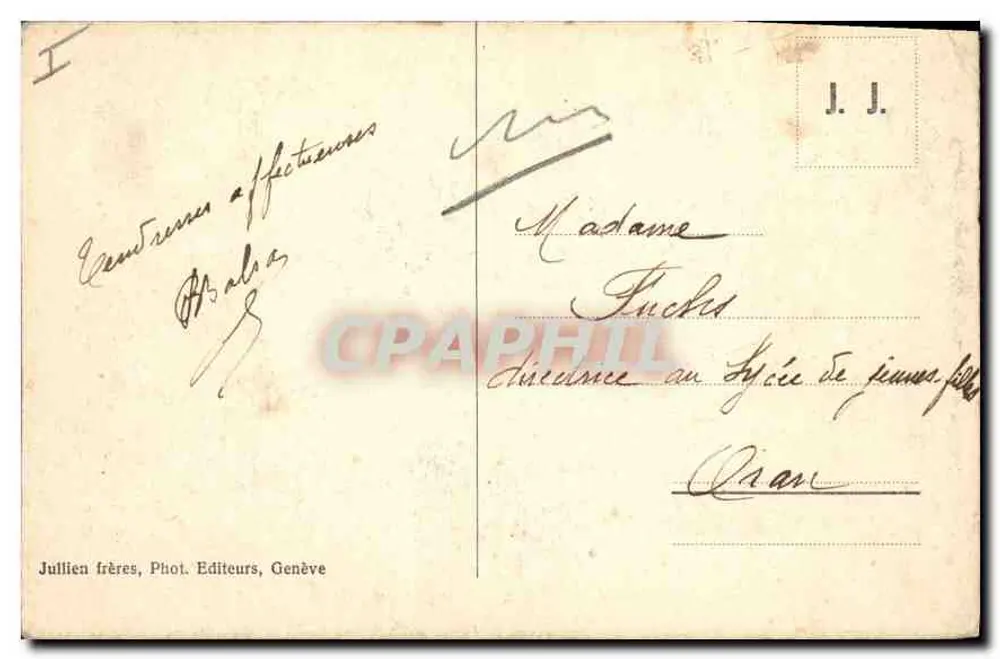 Chamonix - Der Mer de Glace-Gletscher und das Hotel du Montenvers (Höhe 1921 m) — J. J. 93 — Jullien frères, Genf - Rückseite