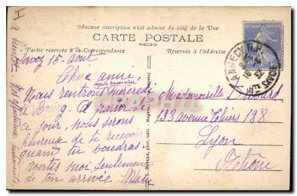 O Mont-Blanc visto do Couvercle — série 841 — L. Morand, fot. édit. - Verso