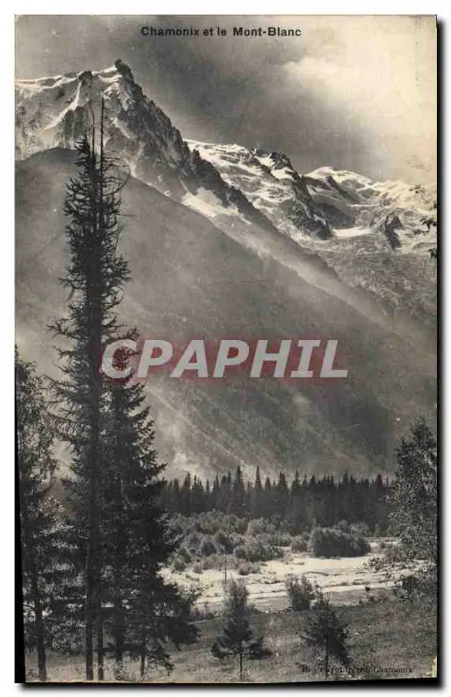 Chamonix e o Monte-Blanco — vista panorâmica — editor Bugeon Frères, Chamonix - Frente
