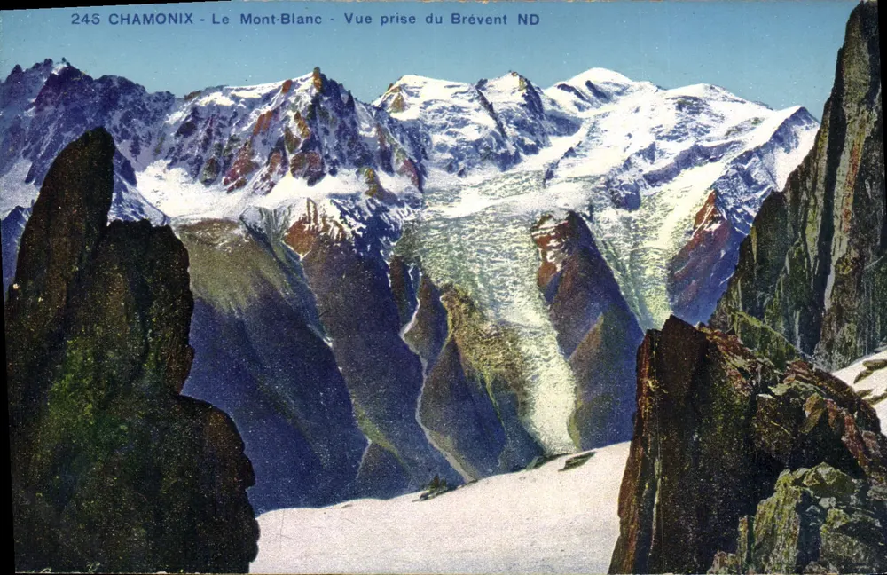 Chamonix - O Mont-Blanco - Vista tirada do Brévent ND — n° 245, editor Lévy & Neurdein - Frente