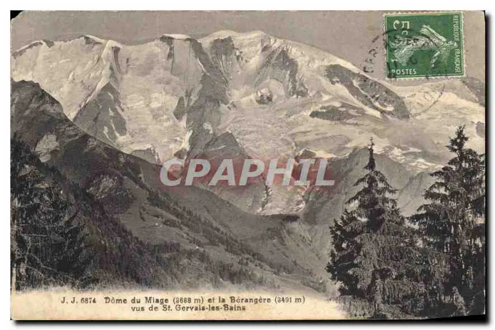 Dôme du Miage (3688 m) und die Bérangère (3491 m) von St. Gervais-les-Bains aus gesehen — J. J. 6874 — Jullien frères, Genf - Vorderseite