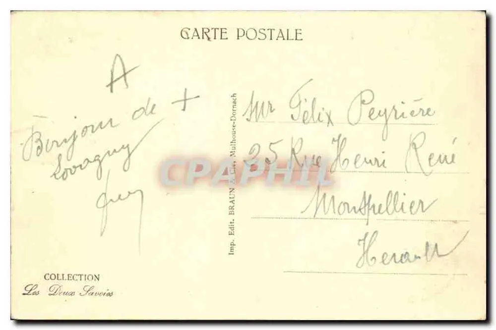 Arredores de Annecy — Lovagny — editor Braun & Cie, n° 11875 - Verso