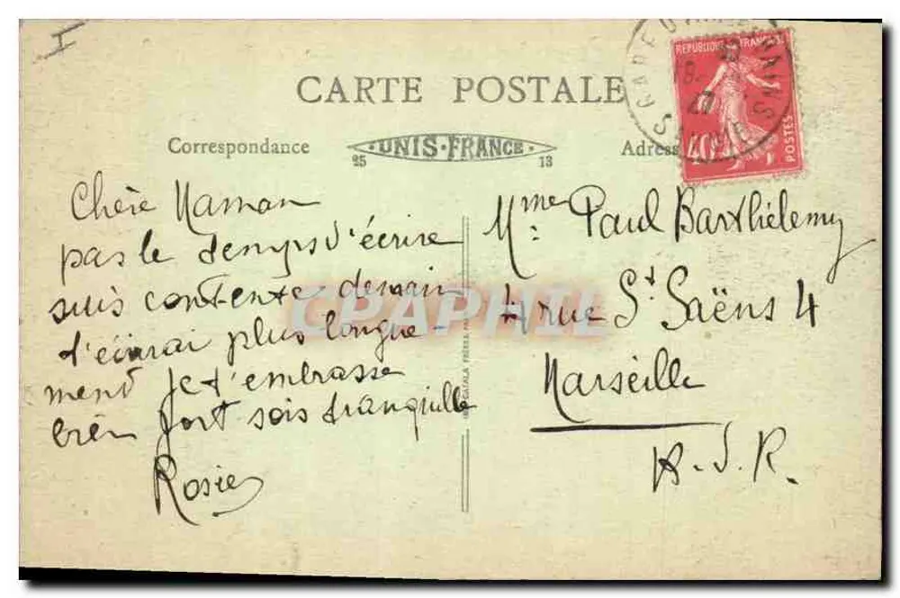 Aix-les-Bains — O Lago do Bourget e a Dente do Gato — Editor não identificado, n° 352 - Verso
