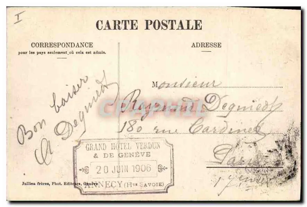 Aix-les-bains — Villa des fleurs — J.J. 1007 - Verso