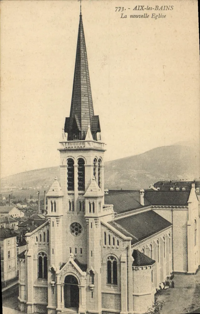 Aix-les-Bains — A nova igreja — Editor C. Béthune & Cie, n° 773 - Frente