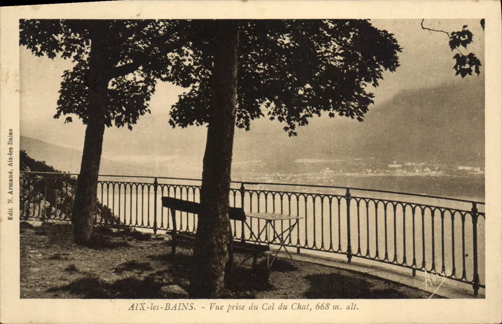 Aix-les-Bains — Vista tirada do Col du Chat, 668 m. alt. — Edit. N. Armand, Aix-les-Bains - Frente