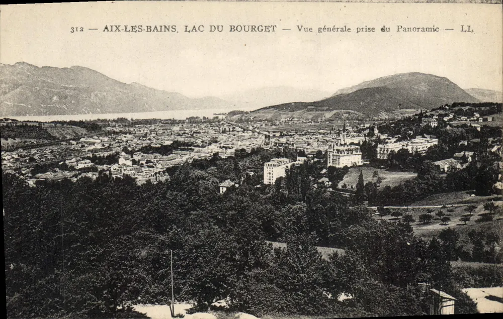 Aix-les-Bains, Lago del Bourget — Vista general tomada desde el Panoramique — LL. — N° 312 - Anverso