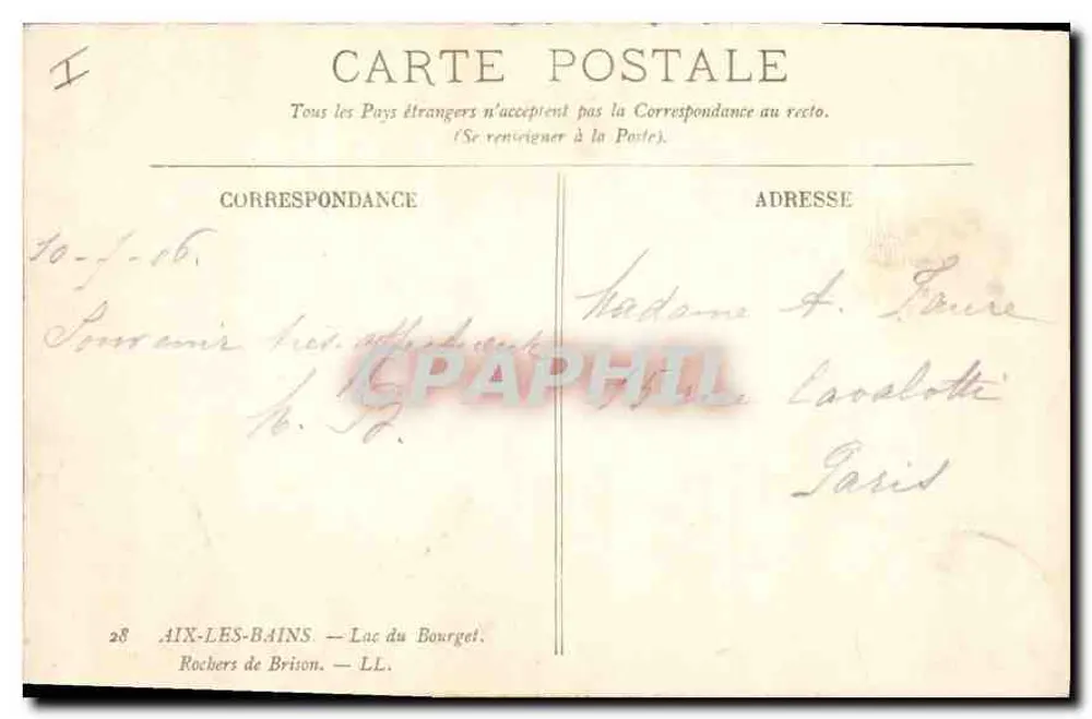 Lago do Bourget — Rochers de Brison — editor LL - Verso