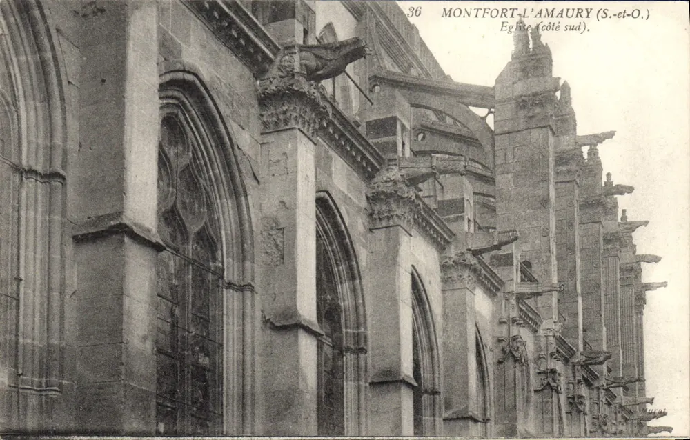 Montfort-l'Amaury (S.-et-O.) — Ansicht der Kirche (Südseite) — Verlag: MURAT, Nr. 36 - Vorderseite