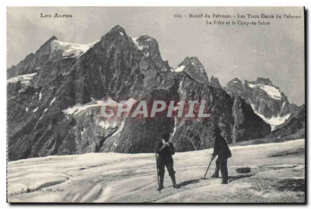Massif du Pelvoux — Die drei Zähne des Pelvoux, Le Fifre und Le Coup-de-Sabre — V. Roux, Verlag, Gap - Vorderseite