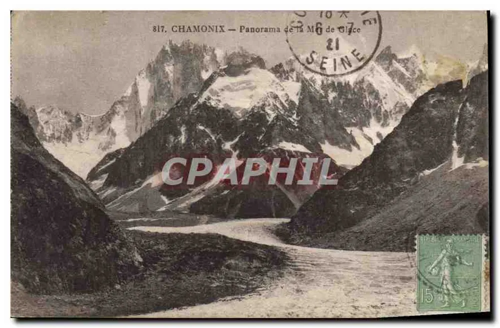 Chamonix — Panorama da Mer de Glace — editor anônimo, n° 817 - Frente