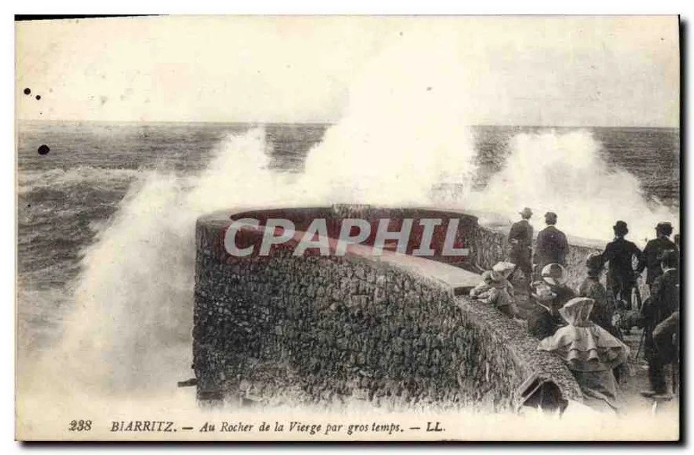 Biarritz — Ansicht des Felsen der Jungfrau bei stürmischem Wetter — LL. n° 238 - Vorderseite