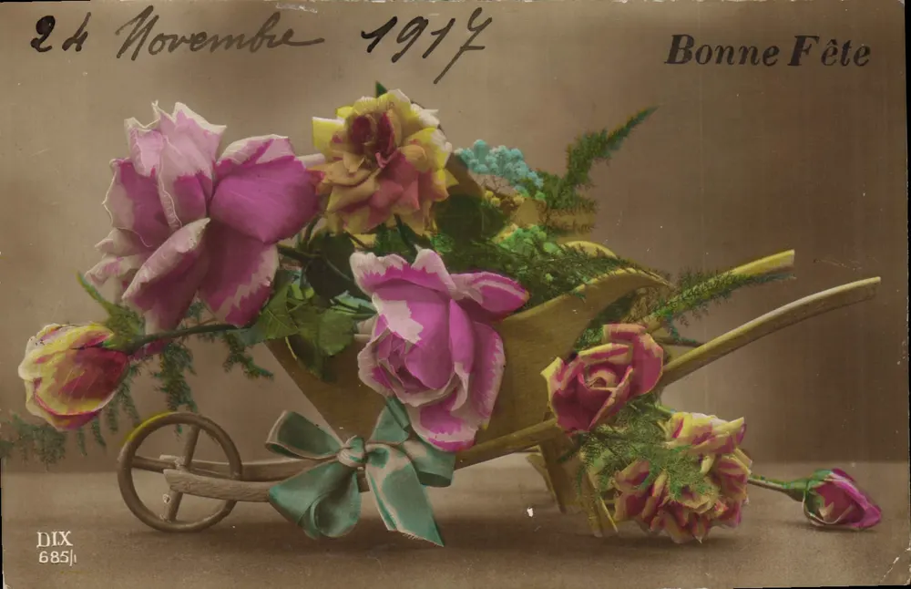 Flores em um carrinho — Boa Festa — DIX 685 - Frente