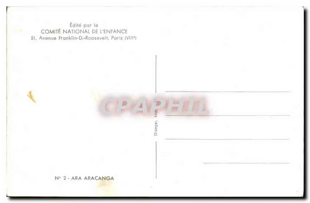 ARA ARACANGA — Editor: Comité National de l'Enfance, Paris — N° 2 - Verso