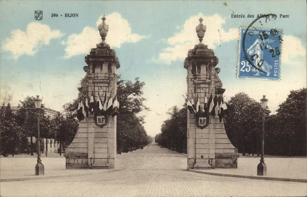 Entrada das Alées do Parque — Dijon — editor MAD D, n° 306 - Frente