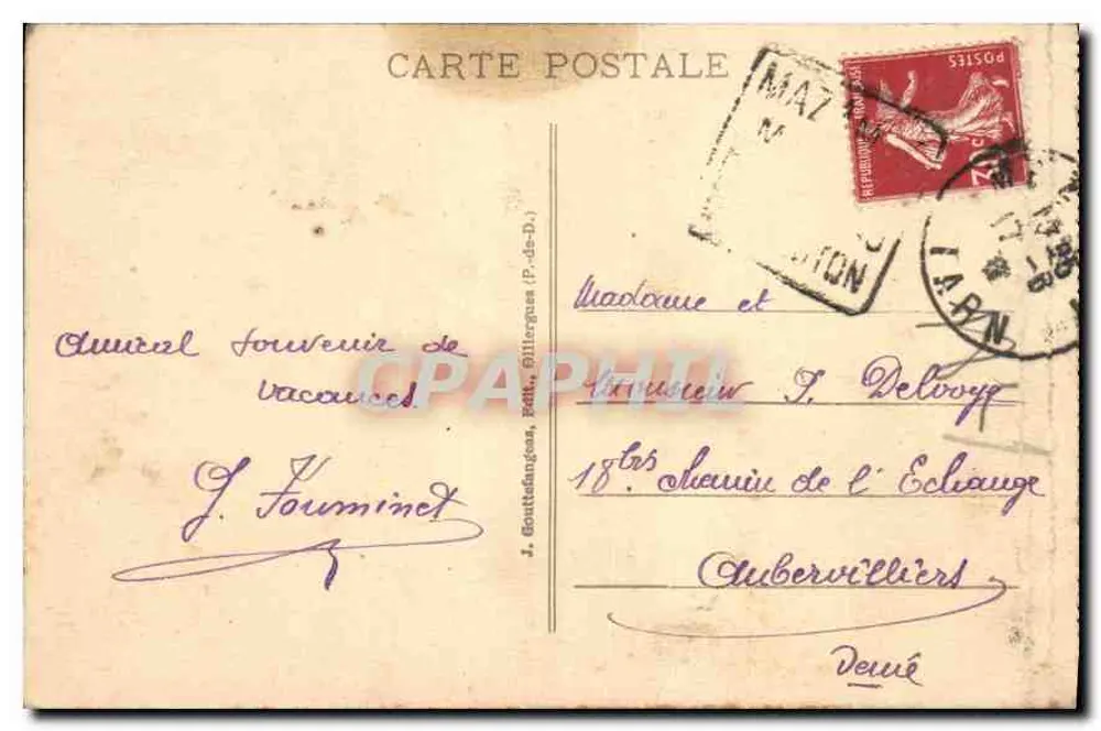 Gour de Tazenat — antigo cratério — G. d'O. - 630 - L'Auvergne Poética - Verso