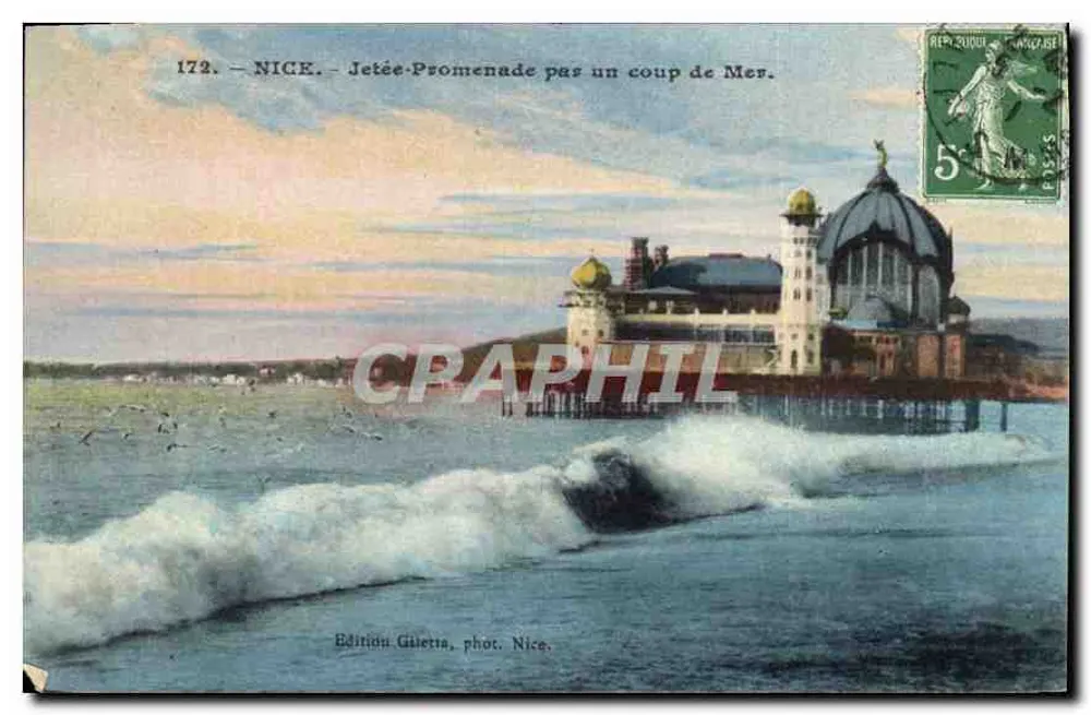 Niza - Jetée-Promenade pas un coup de Mer — Edición Giletta, fot. Niza, n°172 - Anverso