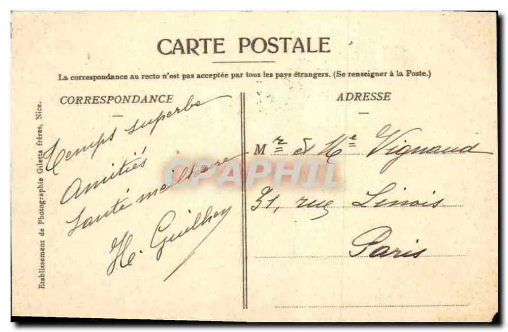 Niza - Jetée-Promenade pas un coup de Mer — Edición Giletta, fot. Niza, n°172 - Reverso