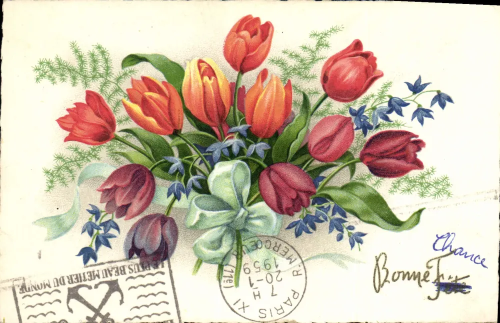 Buquê de tulipas — editor M.D. Paris, série 1226 - Frente