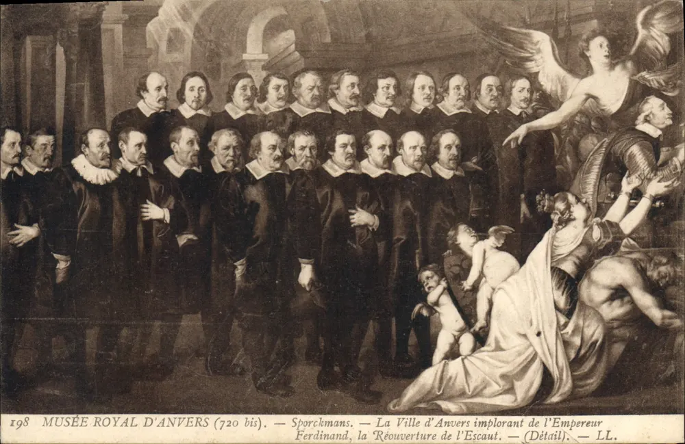 Die Stadt Antwerpen, die den Kaiser Ferdinand um die Wiedereröffnung des Escout bittet — Detail — Sporckmans, Königliches Museum Antwerpen (720 bis) - Vorderseite