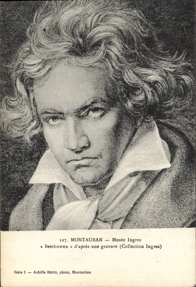 Montauban — Museum Ingres — Portrait von Beethoven nach einer Holzschnitte (Sammlung Ingres) — Serie 1 — Achille Bours, Foto, Montauban - Vorderseite