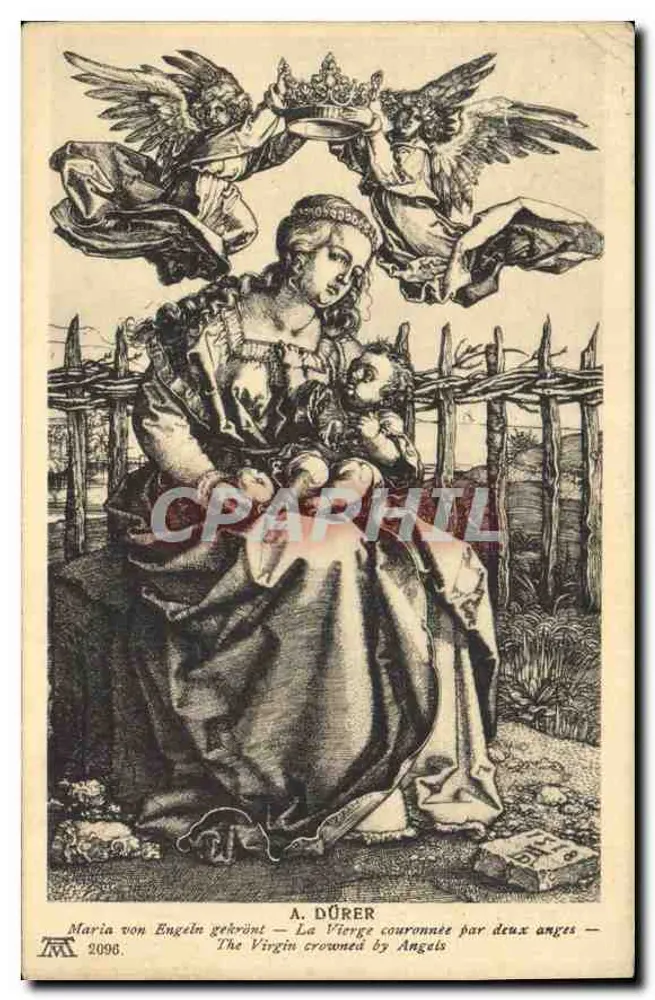 A Virgem coroada por dois anjos — A. DÜRER — série 2096 - Frente