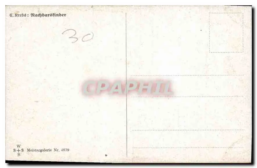 Jovem casal em um parque — cena romântica — C. Krebs : Nachbarstinder, série 4879 - Verso