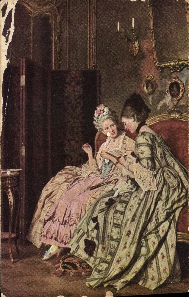 Duas damas em vestido de corte — cena interior — Jos. Schindlerberg pinx. - Frente