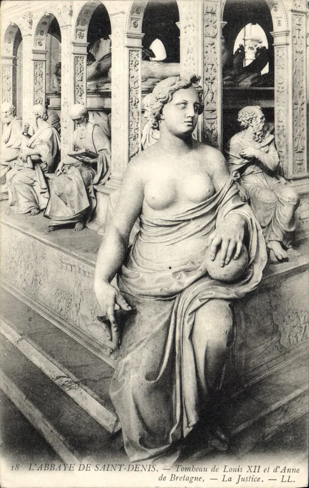 Das Kloster Saint-Denis — Grabmal von Ludwig XII. und Anne von Bretagne — Gerechtigkeit — LL. — Nr. 18 - Vorderseite
