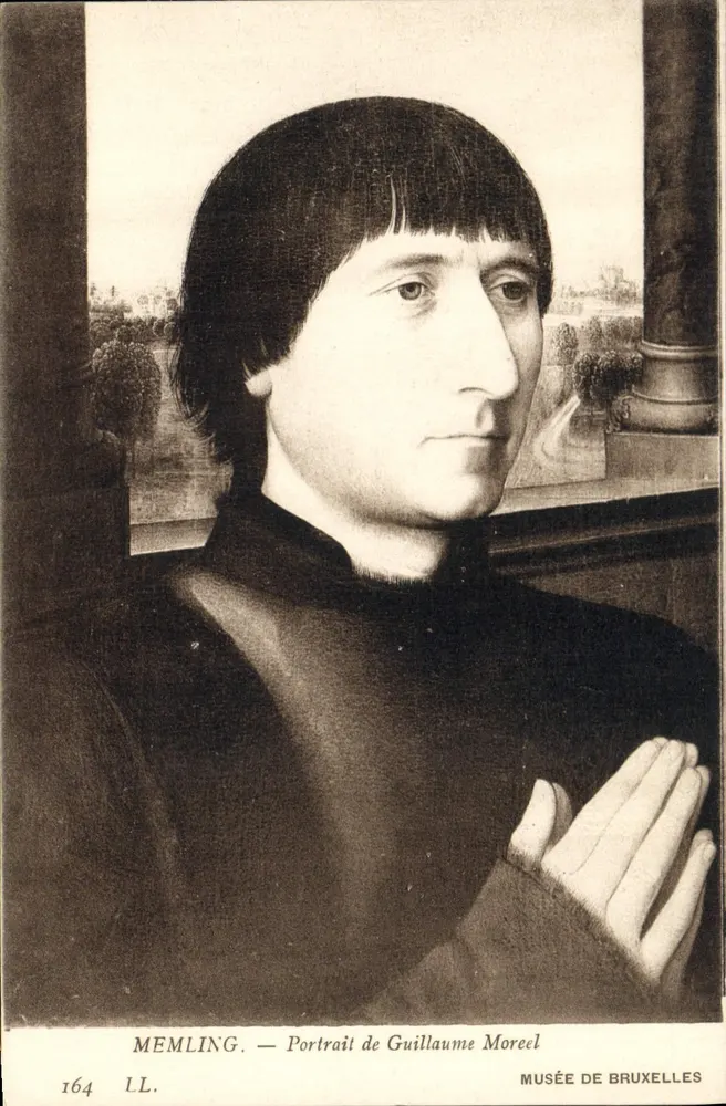 Retrato de Guillaume Moreel — Memling — Museu de Bruxelas — n° 164 LL - Frente