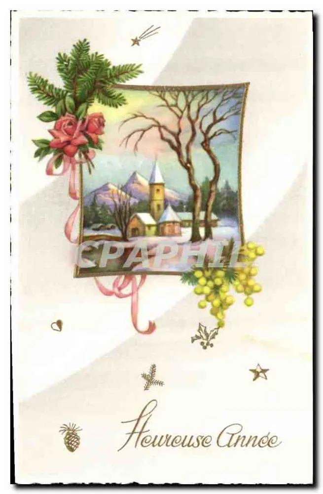 शीतकालीन दृश्य एक चर्च के साथ — श्रृंखला संख्या 4805 — एम.डी., पेरिस - आगे