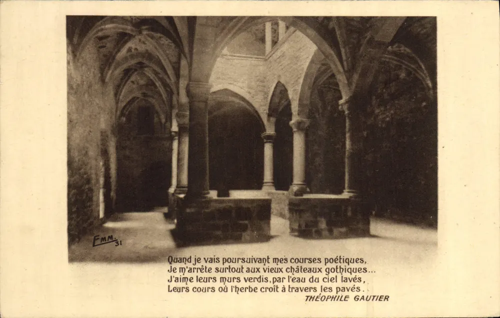 Wewnętrzna część zamku gotyckiego — wiersz Théophile Gautiera — Wydawca F.M.M. n°31 - Awers