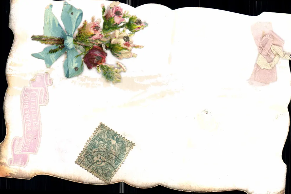 Arranjo de flores e laço — decoração — editor desconhecido - Frente