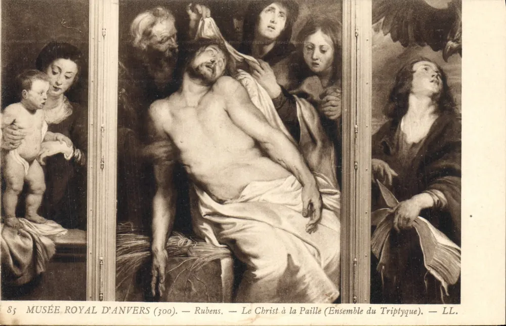 Cristo en la paja — Tríptico — Rubens — Museo Real de Amberes - Anverso