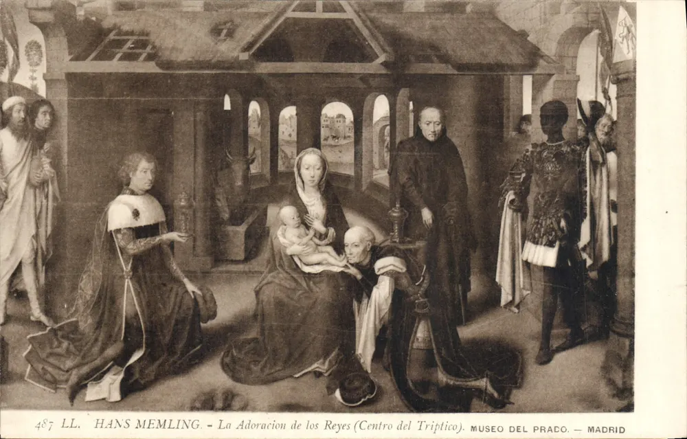 Die Anbetung der Könige — Mitte des Triptychons — Hans Memling — Museo del Prado, Madrid - Vorderseite