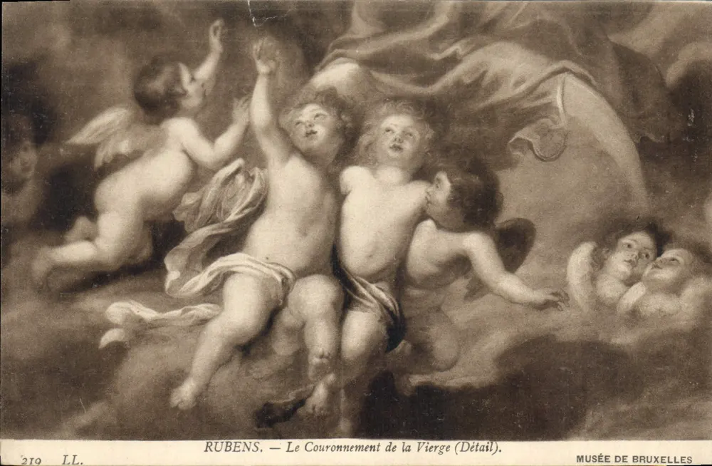 Rubens — Die Krönung der Jungfrau (Detail) — Museum von Brüssel, n° 219 LL - Vorderseite