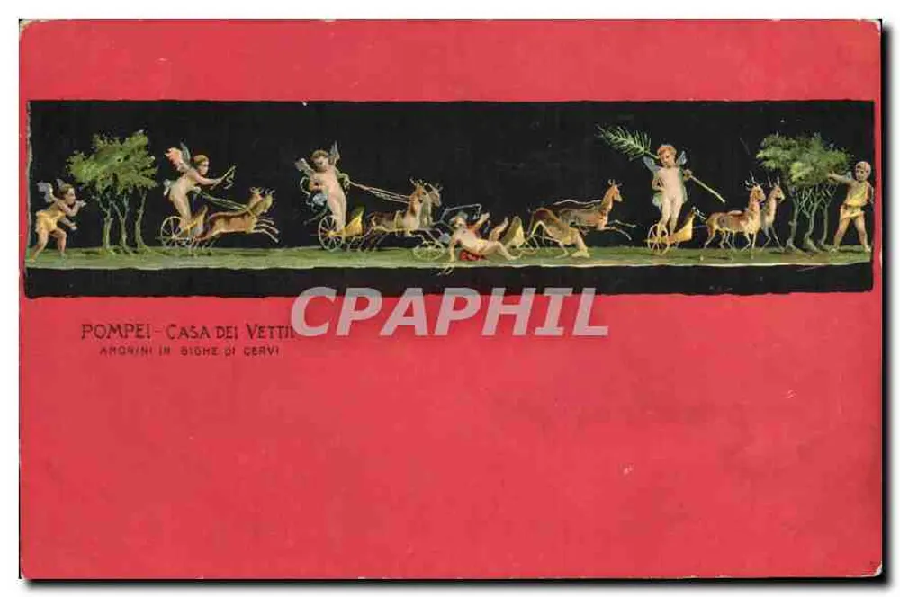 Pompei - Casa dei Cervi — Amorini in Sogne di Cervi — Verlag R&C, Nr. A 3036 - Vorderseite