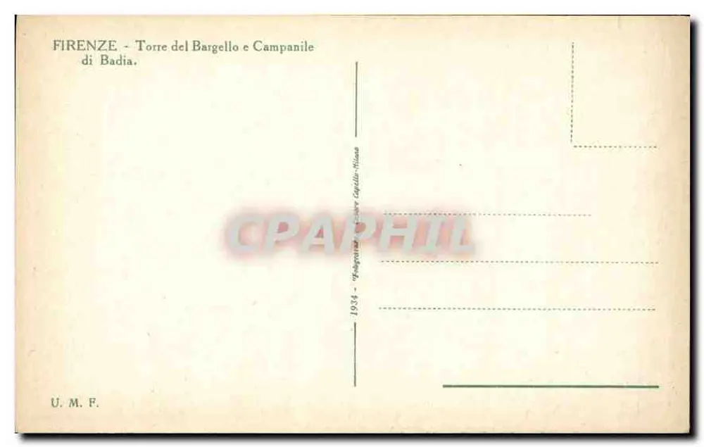 Firenze - Torre del Bargello e campanile della Badia — U.M.F. - Verso