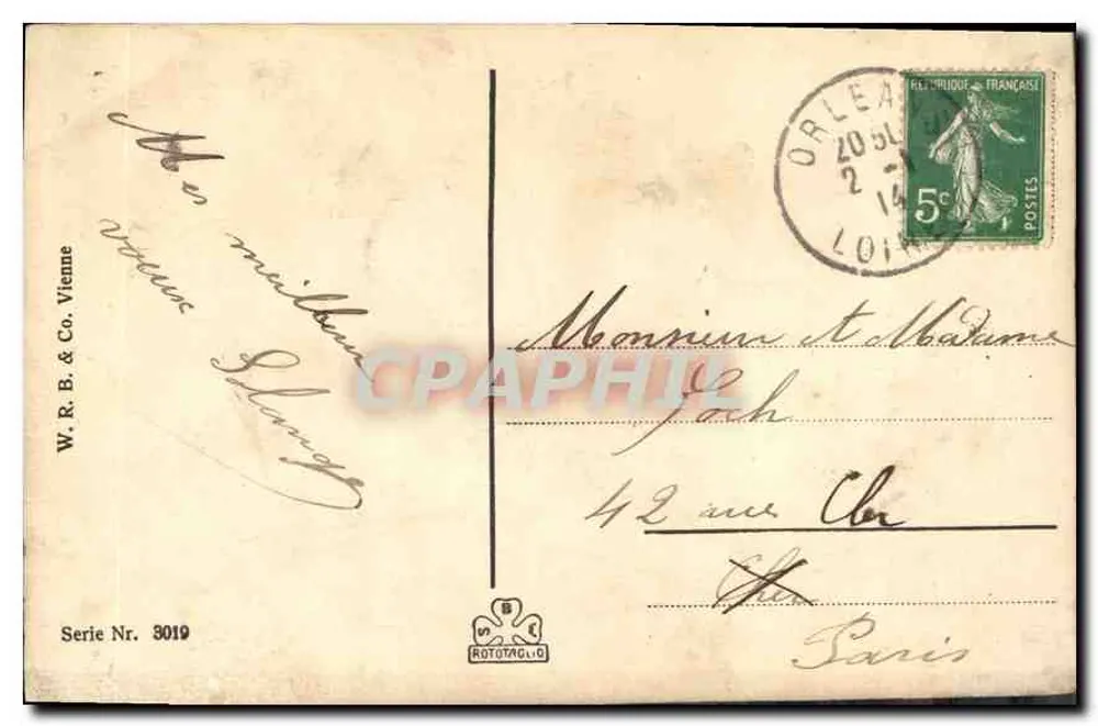 एक बच्चा ट्रेन ले कर — शीतकालीन दृश्य — W. R. B. & Co. वियेना, श्रृंखला 3019 - पीछे