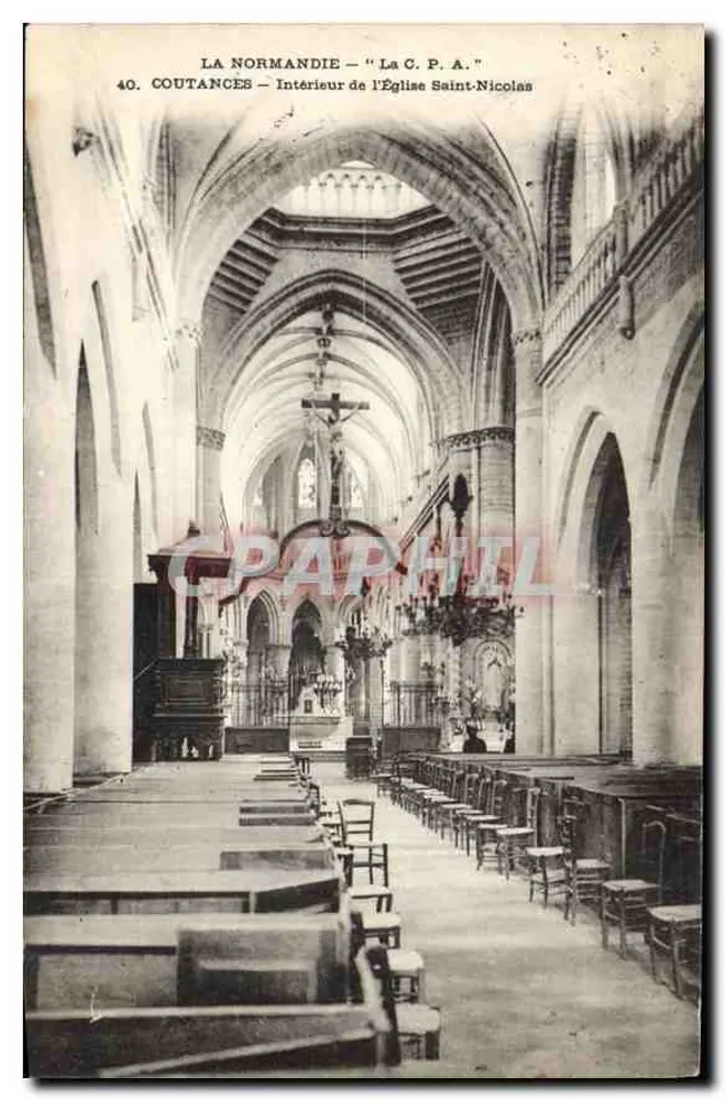 Coutances — Innenansicht der Kirche Saint-Nicolas — La C.P.A. - Vorderseite