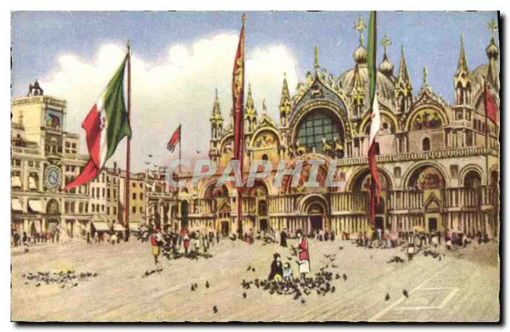 Place Saint-Marc — Basilika und Uhrturm — A. Brode Milan, Nr. 4338-1 - Vorderseite