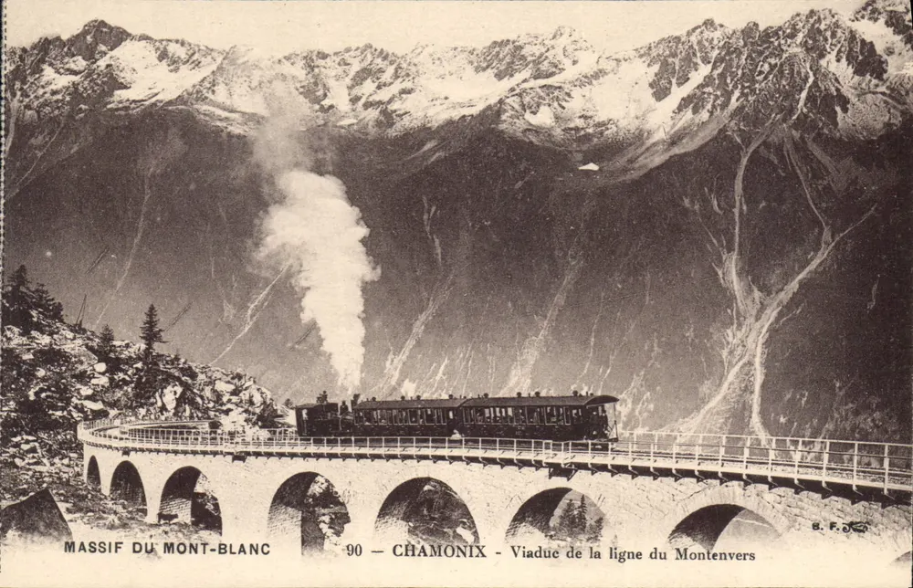 Massiv des Mont-Blanc — Viadukt der Montenvers-Linie — Verlag S.F. - Vorderseite