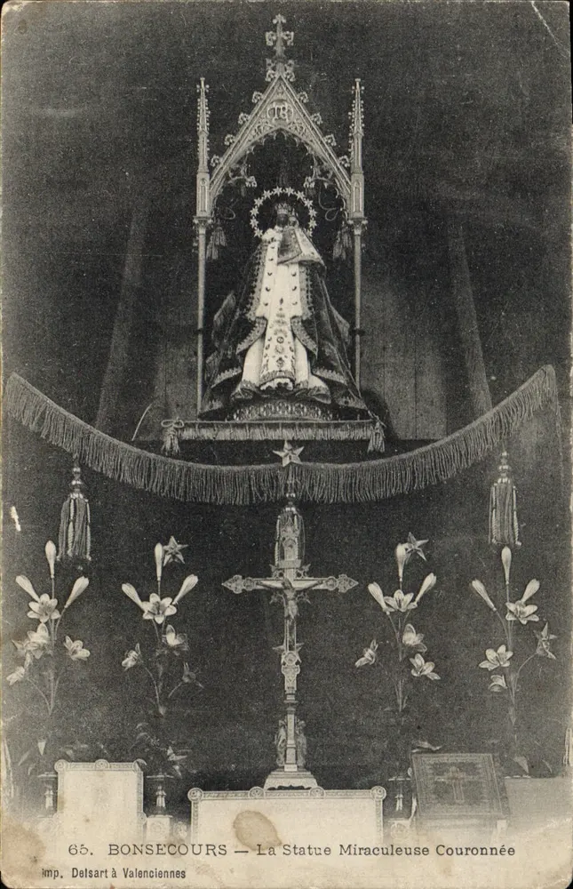 Bonsecours — A Estátua Milagrosa Coroada — imp. Delsart em Valenciennes - Frente