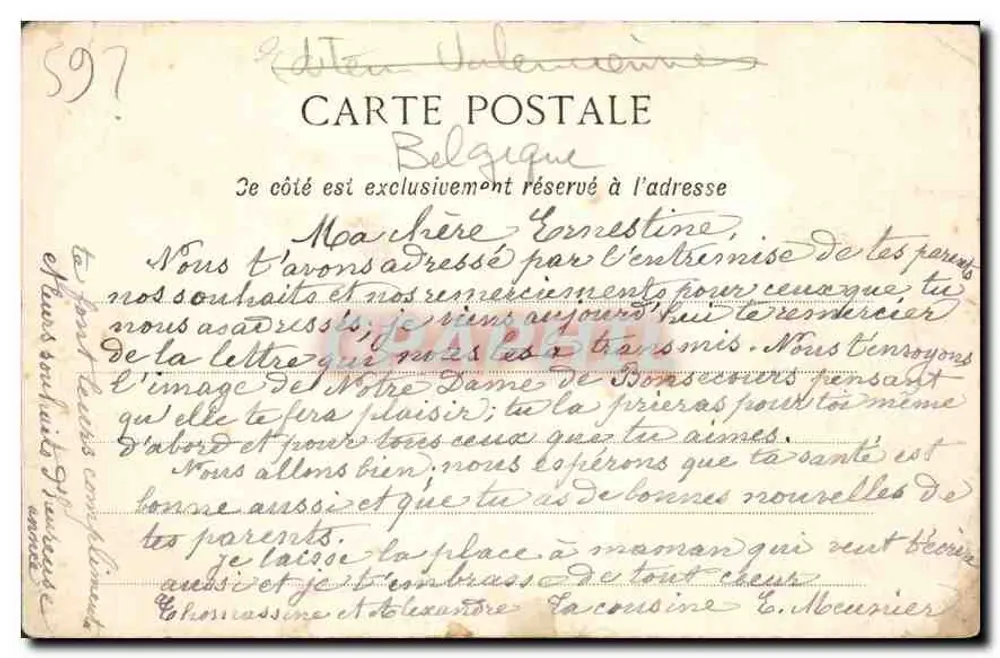 Bonsecours — A Estátua Milagrosa Coroada — imp. Delsart em Valenciennes - Verso