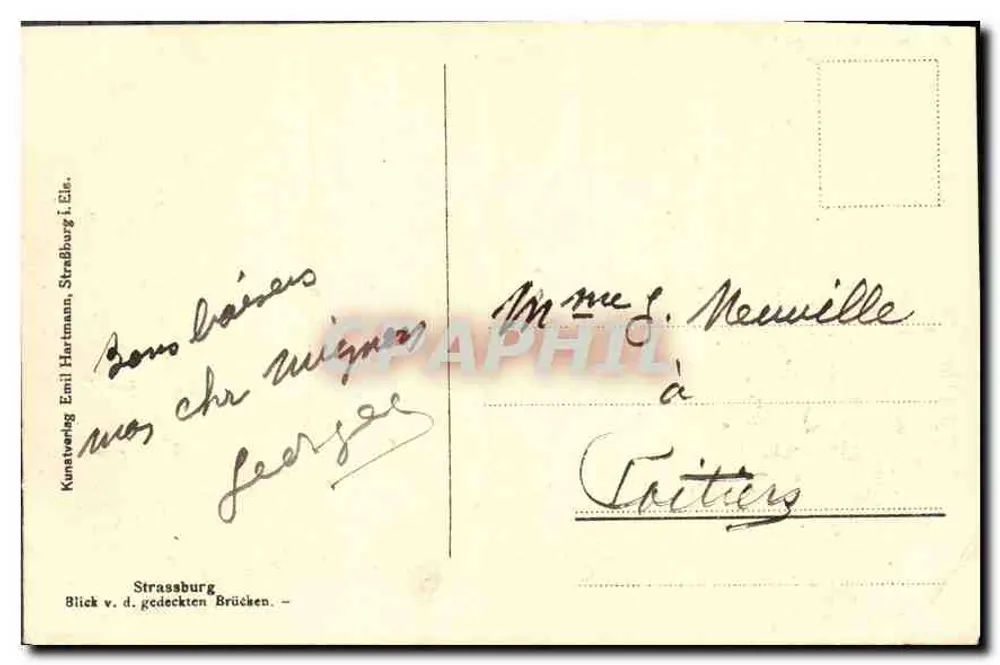Estrasburgo — A velha Estrasburgo e a antiga ferragem na Ilha — Kunstverlag Emil Hartmann, Estrasburgo - Verso