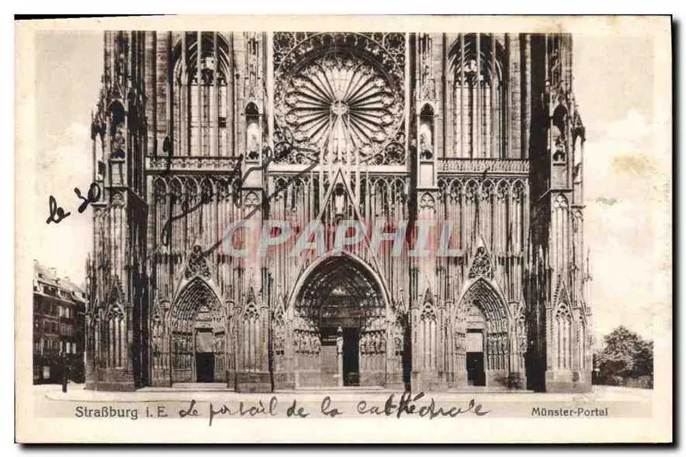 Estrasburgo — O portal da catedral — E. Straßburg - Frente