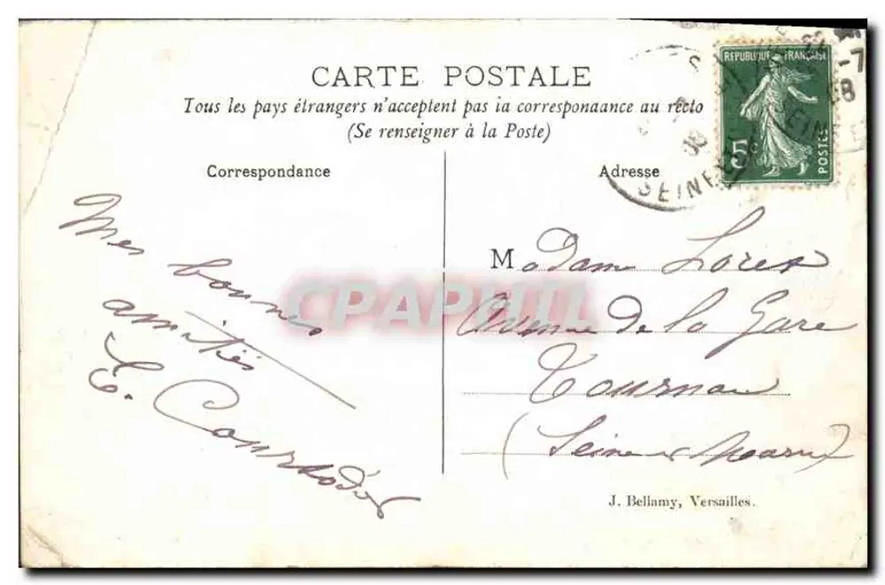 Versailles — Galeria dos Espelhos — J. Bellamy, n°13 - Verso