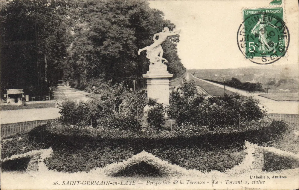 SAINT-GERMAIN-en-LAYE — Perspektive der Terrasse — Die Statue « Torrent » — Asmières - Vorderseite